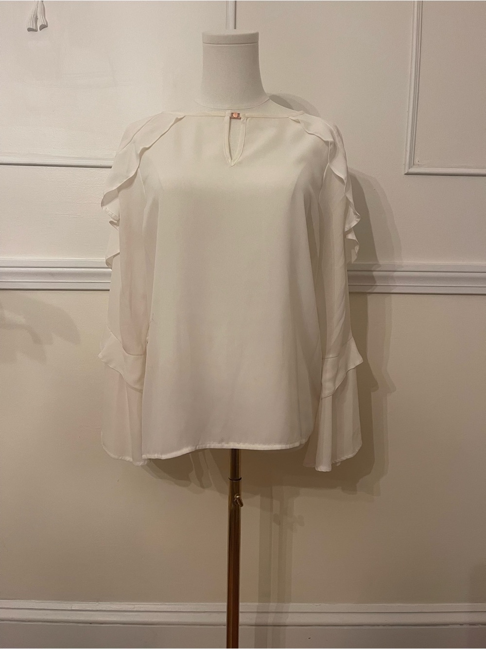 Ivanka Trump Ivory Ruffle Sleeve Blouse